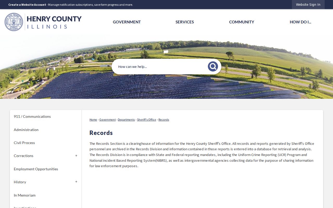 Henry County Sheriff's Records Section information