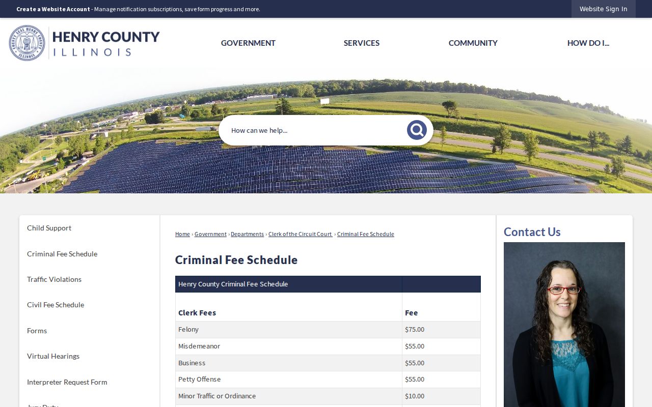 Henry County criminal court fee schedule