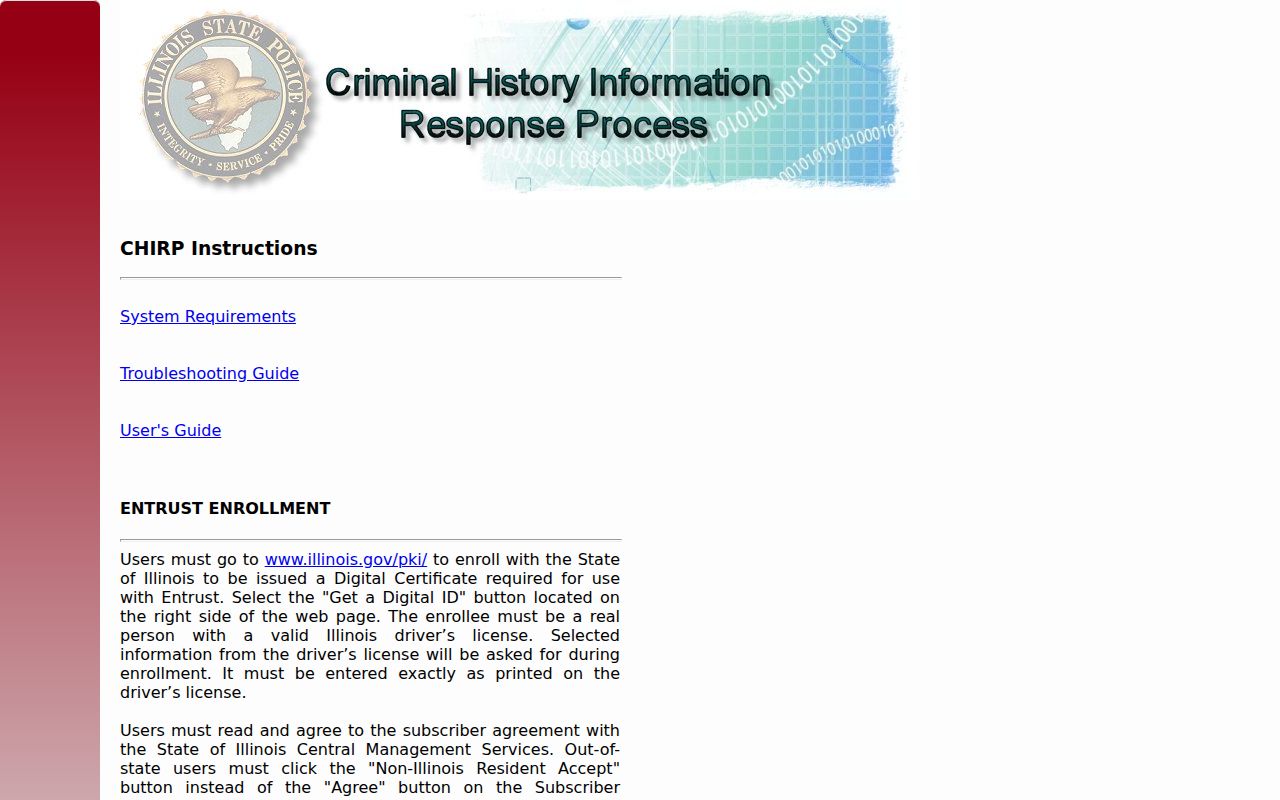 Illinois CHIRP conviction inquiry portal entry